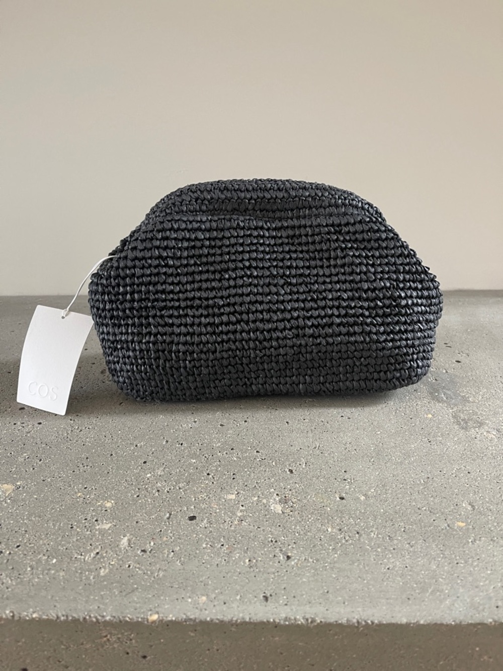 COS Raffia Framed Clutch Bag in Black